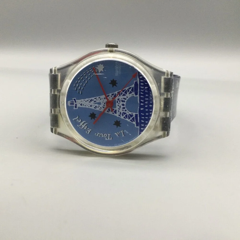 Swatch Gent Titi Parisien Watch Women Swiss Made 34mm Blue Dial New Battery - Picture 5 of 15